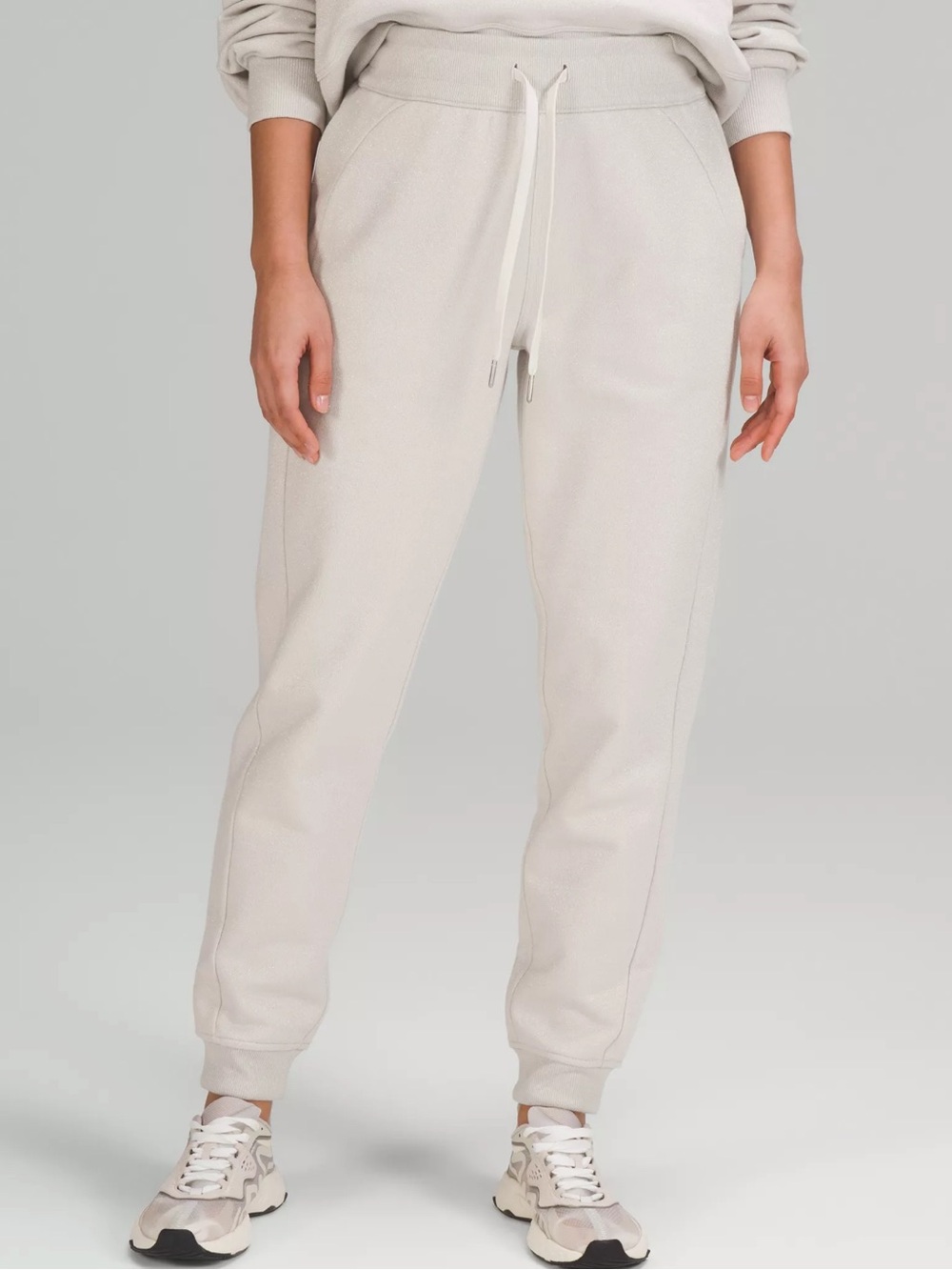 lululemon scuba high rise Light Cream Jogger Pants *sparkle